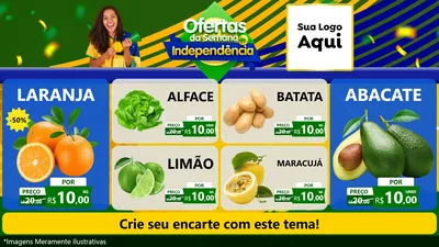 Modelo de TV para TV Horizontal com o tema Ofertas da Semana da Independência para Hortifrúti