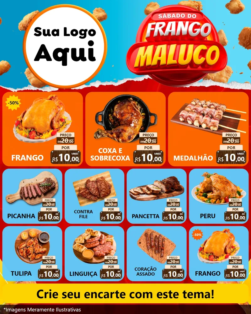 Modelo de Rede Social para Feed Instagram com o tema Sábado do Frango Maluco para Assados