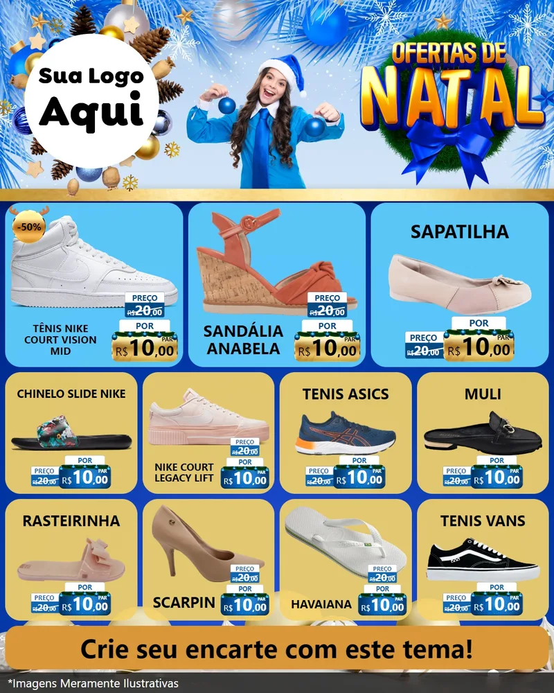 Modelo de Rede Social para Feed Instagram com o tema Ofertas de Natal para Calçados