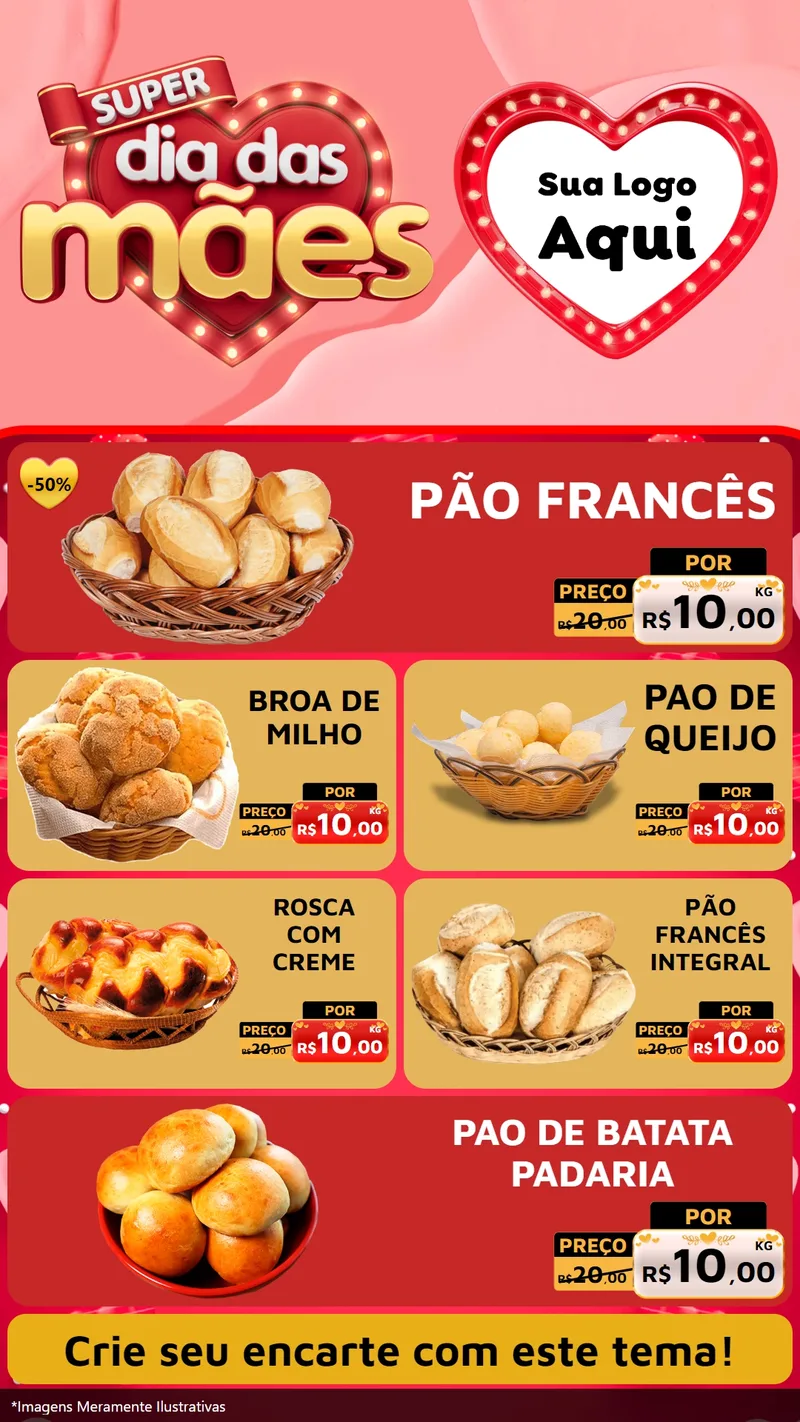 Modelo de TV para TV Vertical com o tema Super Dia Das Mães para Padaria