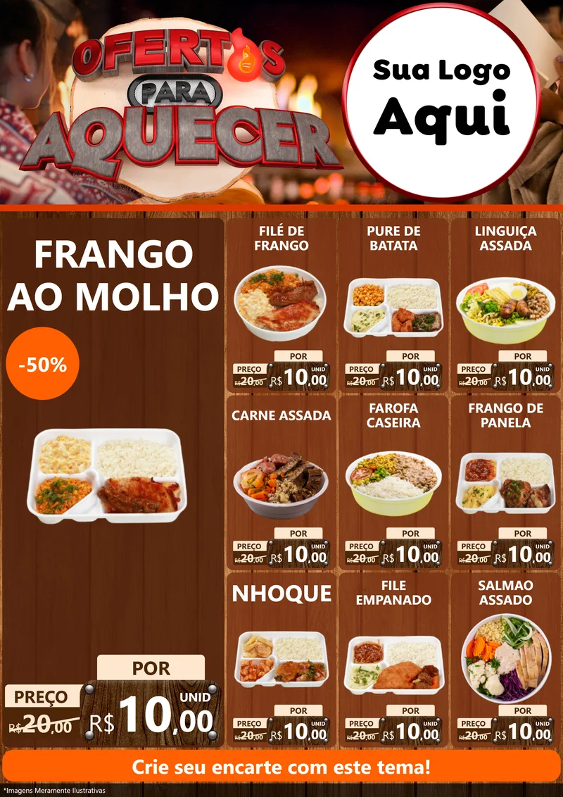 Modelo de Encarte para Encarte A4 Vertical com o tema Ofertas Para Aquecer para Restaurante