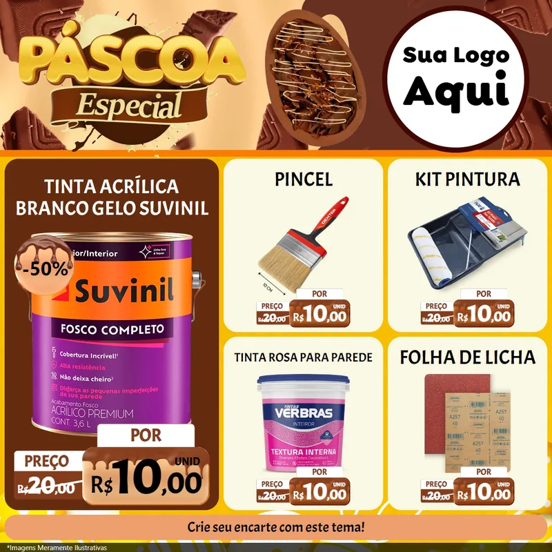 Modelo de Rede Social para Feed Facebook com o tema Páscoa Especial para Tintas e Ferramentas