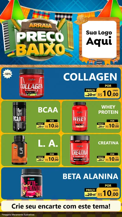 Modelo de TV para TV Vertical com o tema Arraiá de Preço Baixo - Junina para Suplementos alimentares