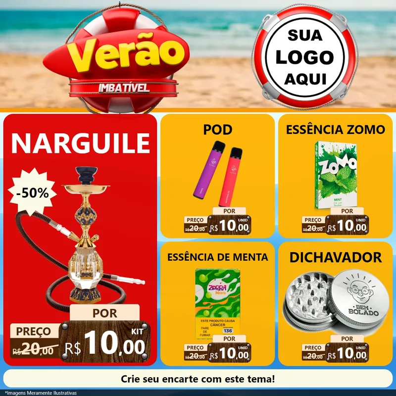 Modelo de Rede Social para Feed Facebook com o tema Verão Imbatível para Tabacaria