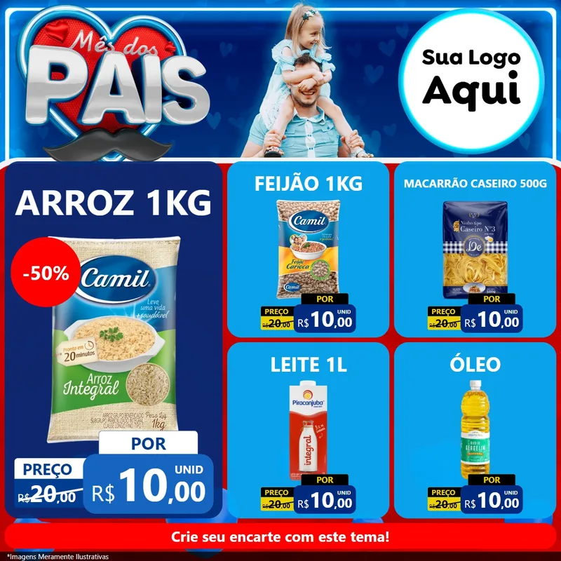 Modelo de Rede Social para Feed Facebook com o tema Mês Dos Pais para Supermercado