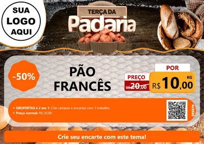 Modelo de Cartaz para Cartaz A4 Horizontal com o tema Terça da Padaria para Padaria