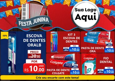 Modelo de Encarte para Encarte A4 Horizontal com o tema Festa Junina para Higiene Pessoal
