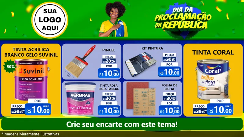 Modelo de TV para TV Horizontal com o tema Dia Da Proclamação Da República para Tintas e Ferramentas