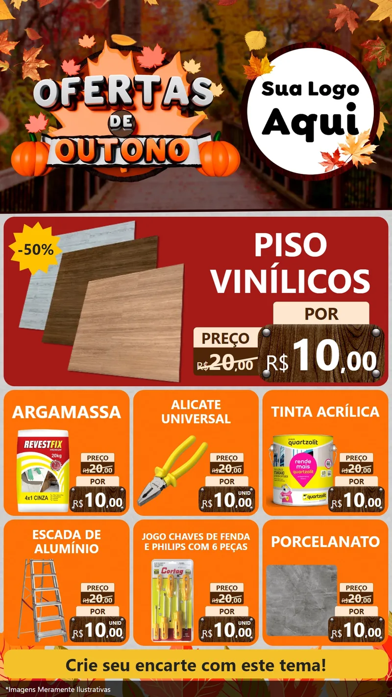 Modelo de Rede Social para Stories com o tema Ofertas de Outono para Material para Construção