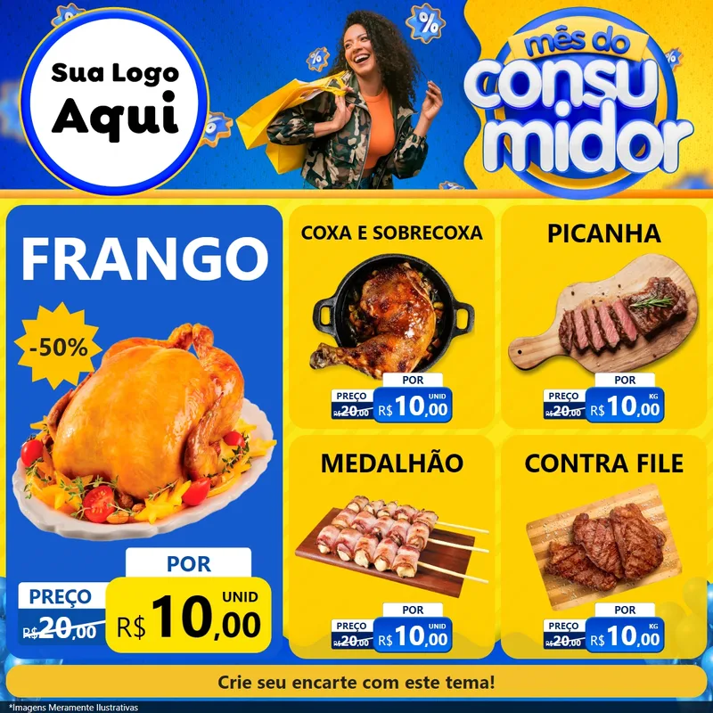 Modelo de Rede Social para Feed Facebook com o tema Mês do Consumidor para Assados