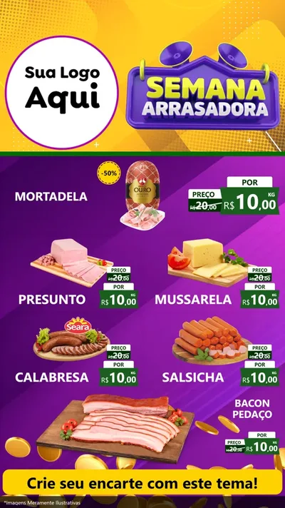 Modelo de TV para TV Vertical com o tema Semana Arrasadora para Frios e Laticínios
