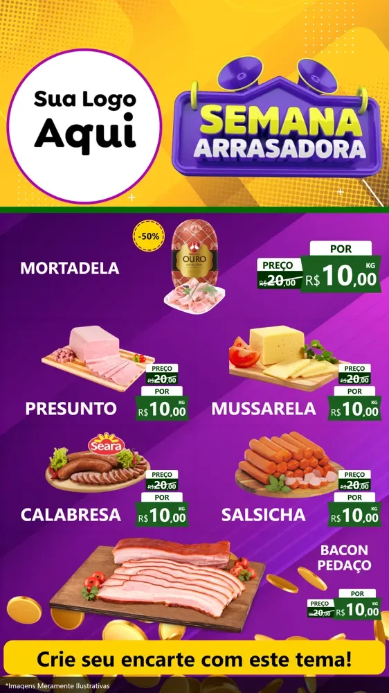 Modelo de TV para TV Vertical com o tema Semana Arrasadora para Frios e Laticínios