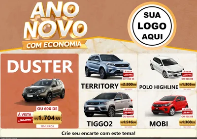 Modelo de Encarte para Encarte A4 Horizontal com o tema Ano Novo Com Economia para Concessionaria de Carros