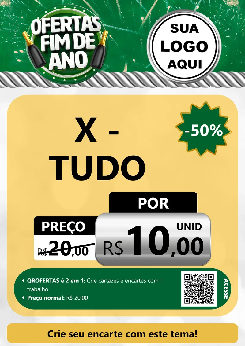 Modelo de Cartaz para Cartaz A4 Vertical com o tema Ofertas Fim de Ano para Hamburgueria