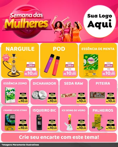 Modelo de Rede Social para Feed Instagram com o tema Semana das Mulheres para Tabacaria