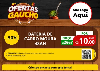 Modelo de Cartaz para Cartaz A4 Horizontal com o tema Ofertas Dia do Gaúcho para Baterias Elétricas