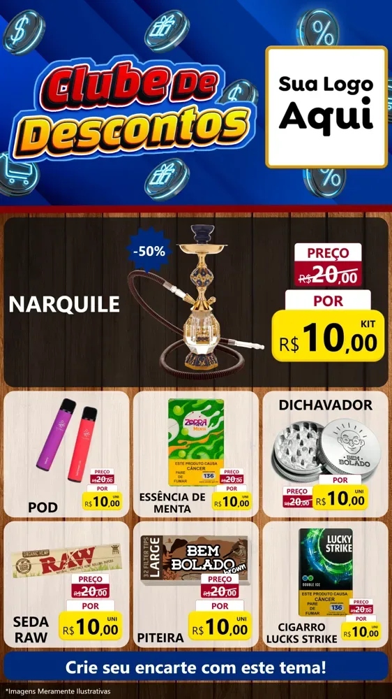 Modelo de Rede Social para Stories com o tema Clube de Descontos para Tabacaria