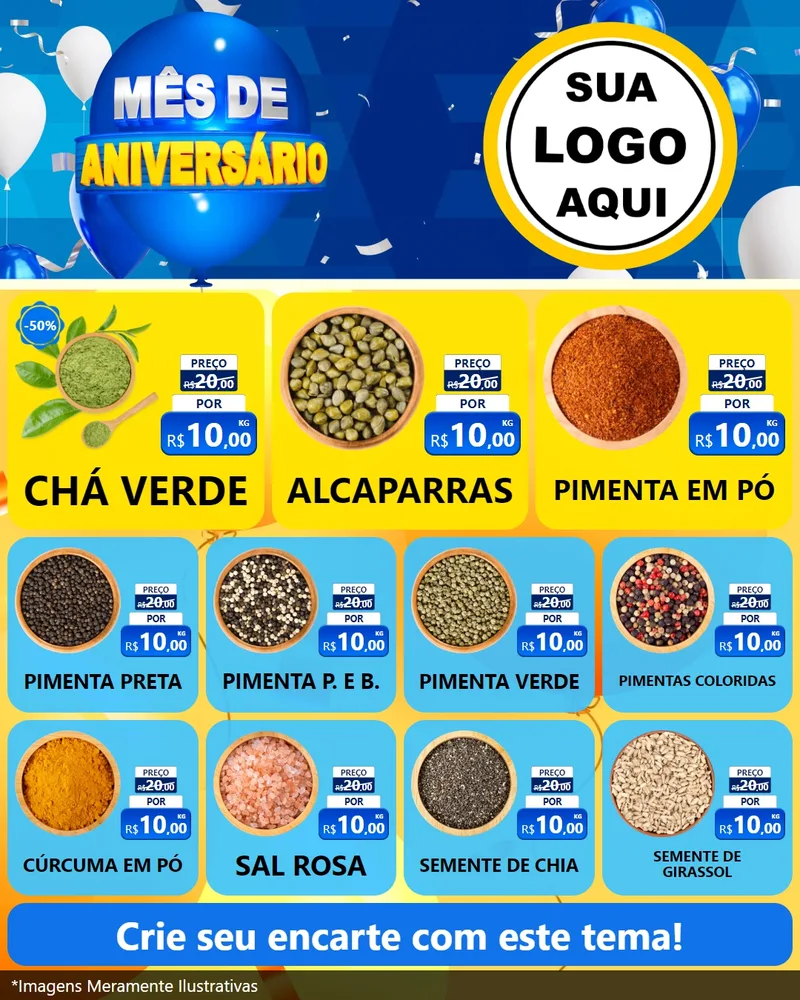 Modelo de Rede Social para Feed Instagram com o tema Mês de Aniversário para Produtos Naturais