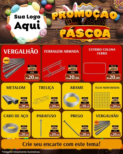 Modelo de Rede Social para Feed Instagram com o tema Promoção Páscoa para Ferragens