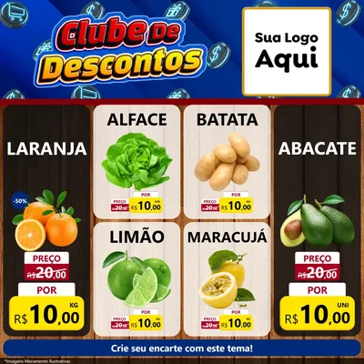Modelo de Rede Social para Feed Facebook com o tema Clube de Descontos para Hortifrúti
