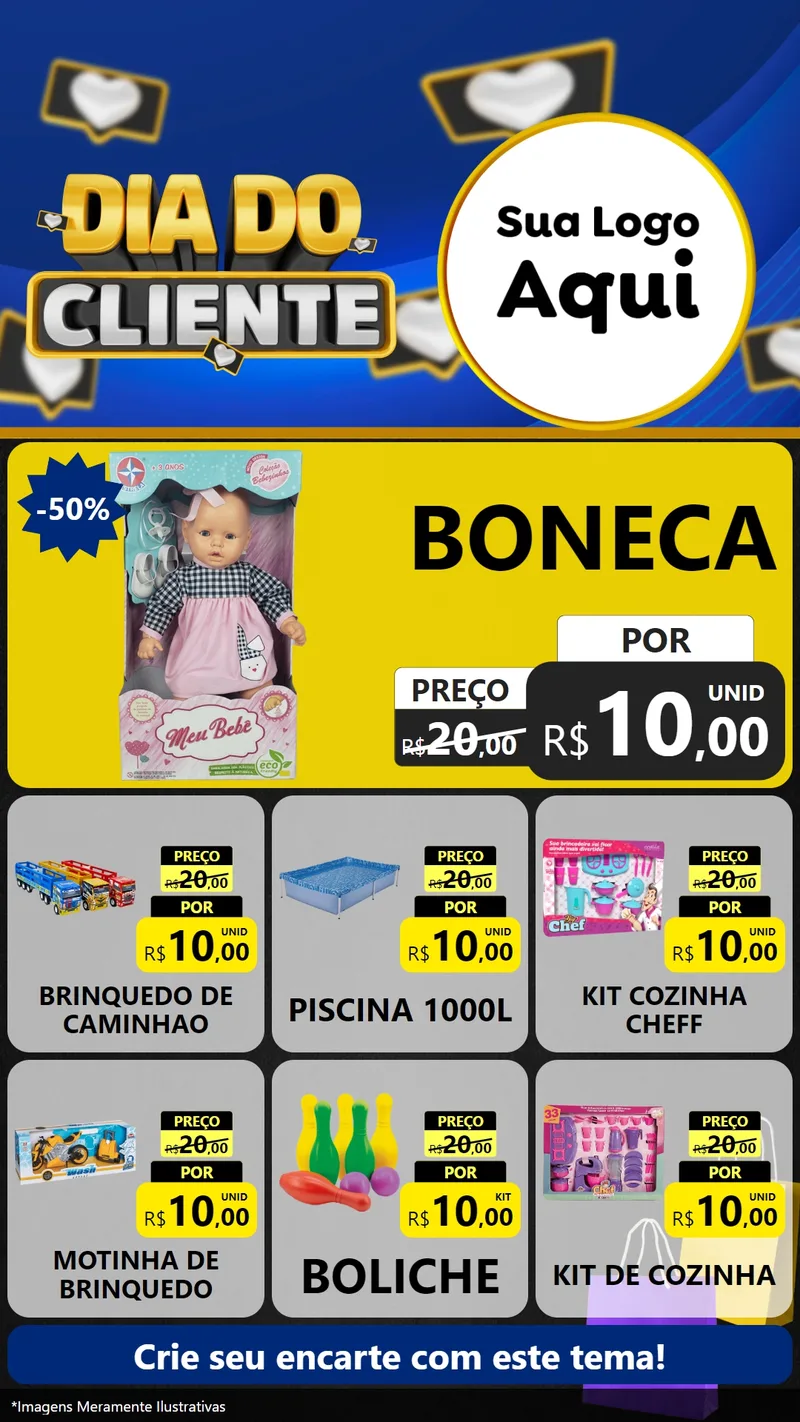 Modelo de Rede Social para Stories com o tema Dia Do Cliente para Brinquedos