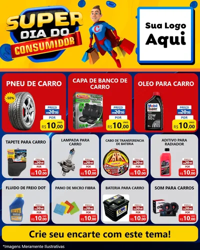 Modelo de Rede Social para Feed Instagram com o tema Super Dia do Consumidor para Auto peças