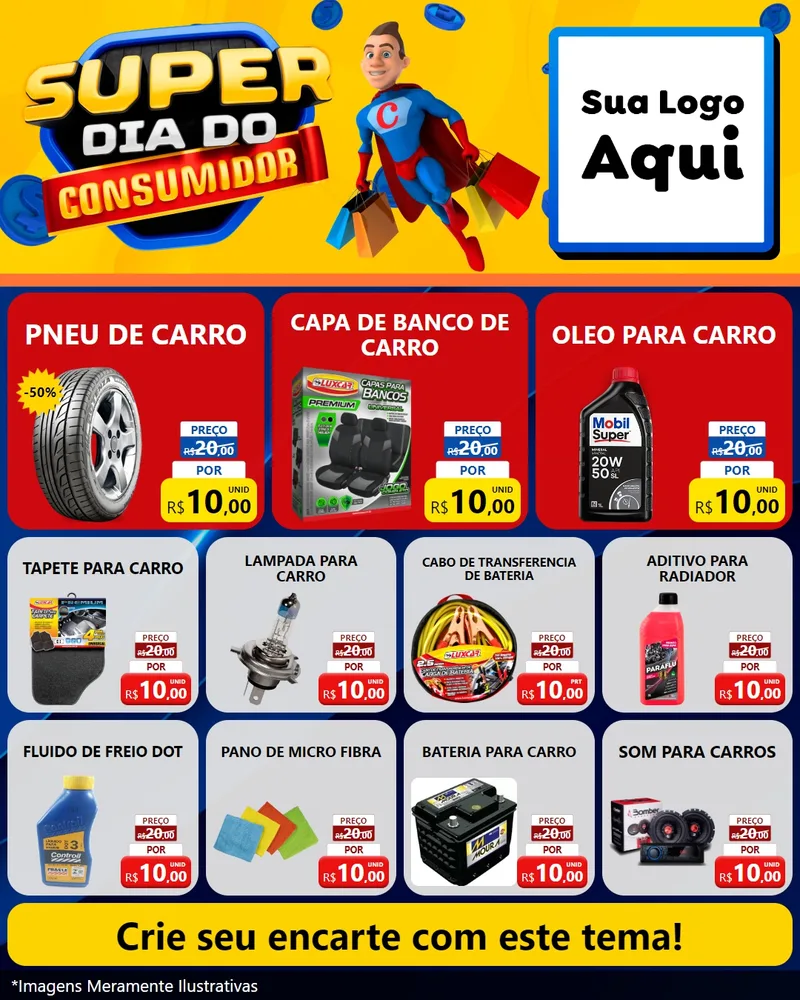 Modelo de Rede Social para Feed Instagram com o tema Super Dia do Consumidor para Auto peças