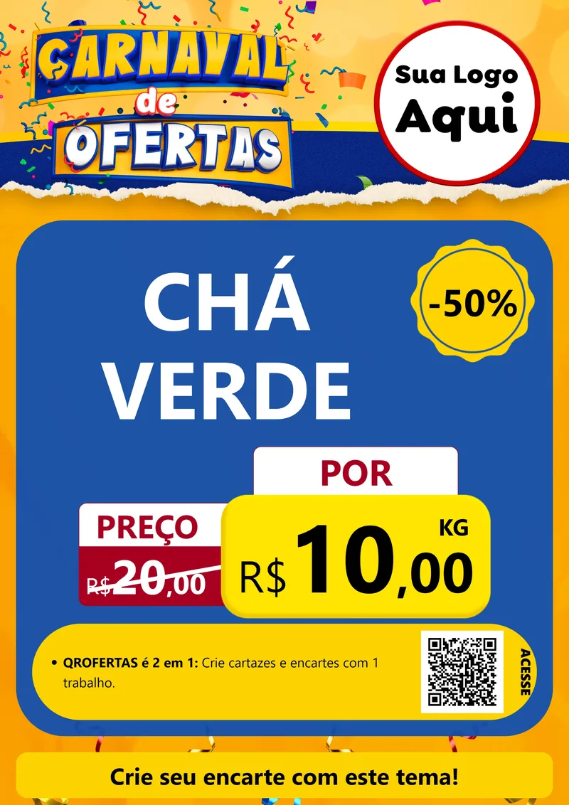 Modelo de Cartaz para Cartaz A4 Vertical com o tema Carnaval de Ofertas para Produtos Naturais