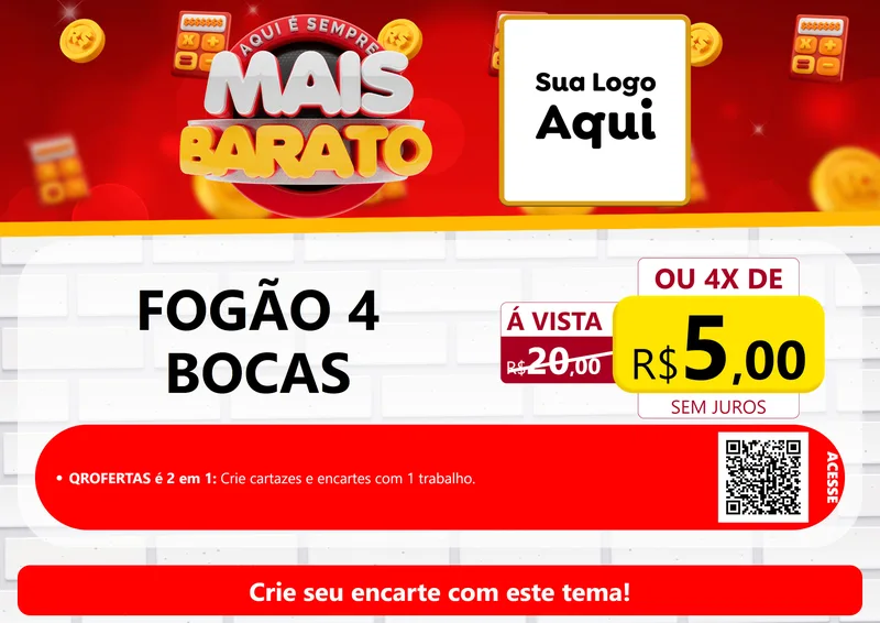 Modelo de Cartaz para Cartaz A4 Horizontal com o tema Mais Barato para Móveis e Eletro