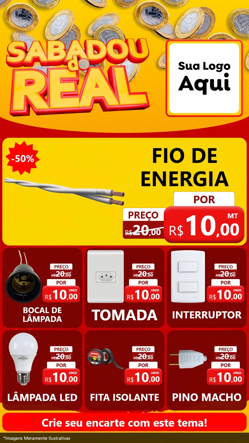 Modelo de Rede Social para Stories com o tema Sabadou do Real para Materiais Elétricos