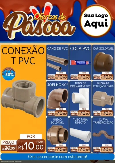 Modelo de Encarte para Encarte A4 Vertical com o tema Ofertas de Páscoa para Tubos e conexões