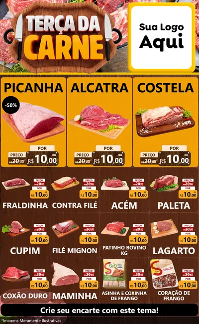 Modelo de Encarte para Encarte Grande com o tema Terça da Carne para Açougue