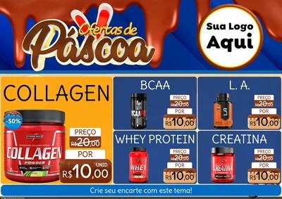 Modelo de Encarte para Encarte A4 Horizontal com o tema Ofertas de Páscoa para Suplementos alimentares