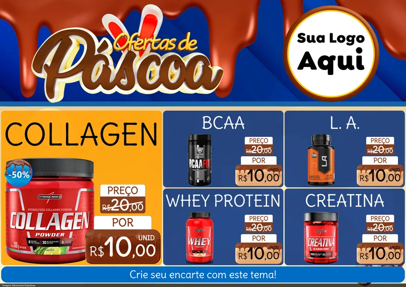 Modelo de Encarte para Encarte A4 Horizontal com o tema Ofertas de Páscoa para Suplementos alimentares