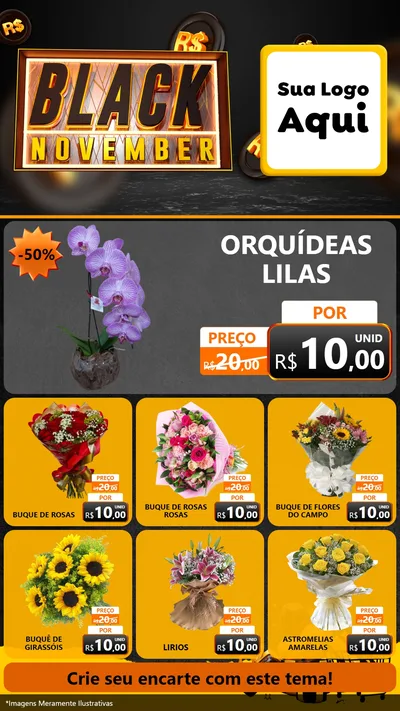 Modelo de Rede Social para Stories com o tema Black November para Floricultura e jardim