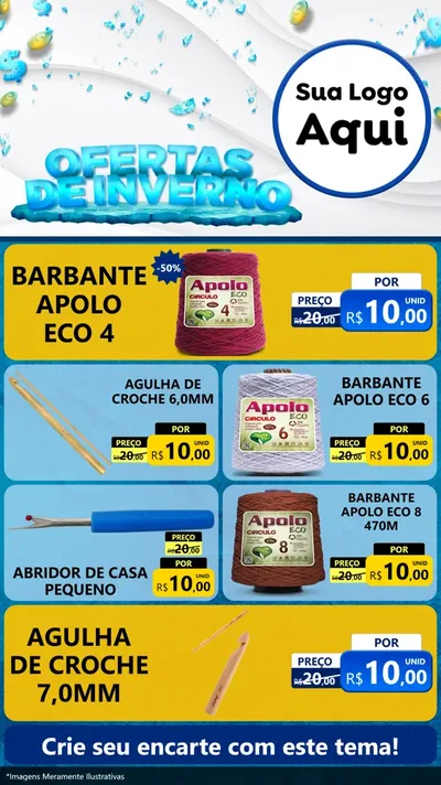 Modelo de TV para TV Vertical com o tema Ofertas de Inverno para Armarinho e Aviamentos