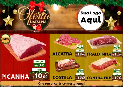Modelo de Encarte para Encarte A4 Horizontal com o tema Ofertas Natalina para Açougue