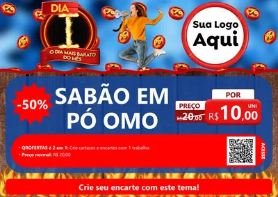 Modelo de Cartaz para Cartaz A4 Horizontal com o tema Dia I - O Dia Mais Barato Do Mês para Produtos de Limpeza