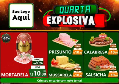 Modelo de Encarte para Encarte A4 Horizontal com o tema Quarta Explosiva para Frios e Laticínios