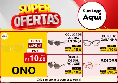 Modelo de Encarte para Encarte A4 Horizontal com o tema Super Ofertas para Óticas