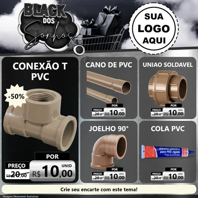 Modelo de Rede Social para Feed Facebook com o tema Black dos Sonhos para Tubos e conexões