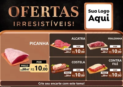 Modelo de Encarte para Encarte A4 Horizontal com o tema Ofertas Irresistíveis! para Açougue