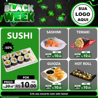 Modelo de Rede Social para Feed Facebook com o tema Black Week para Comida japonesa