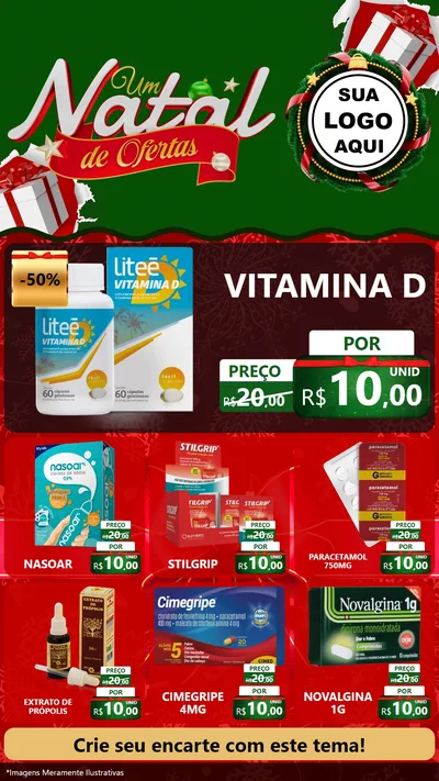 Modelo de Rede Social para Stories com o tema Um Natal de Ofertas para Farmácia