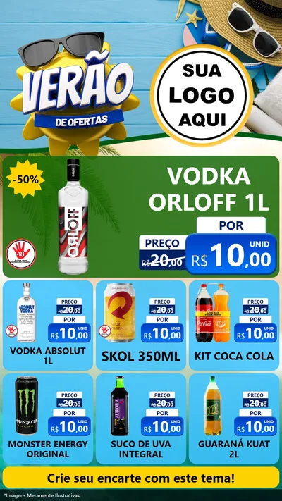 Modelo de Rede Social para Stories com o tema Verão de Ofertas para Distribuidora de bebidas