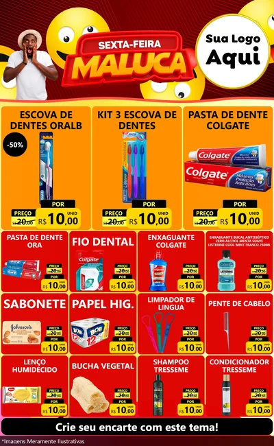 Modelo de Encarte para Encarte Grande com o tema Sexta-feira Maluca para Higiene Pessoal