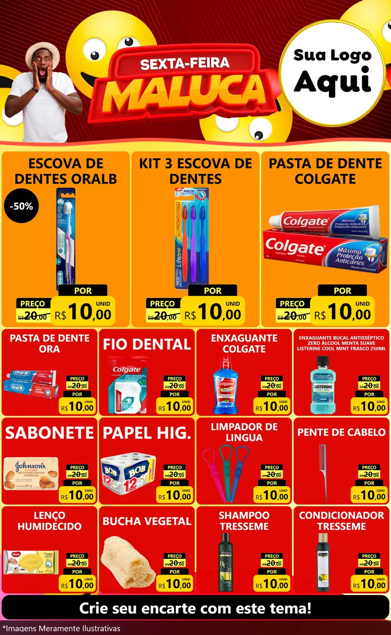 Modelo de Encarte para Encarte Grande com o tema Sexta-feira Maluca para Higiene Pessoal