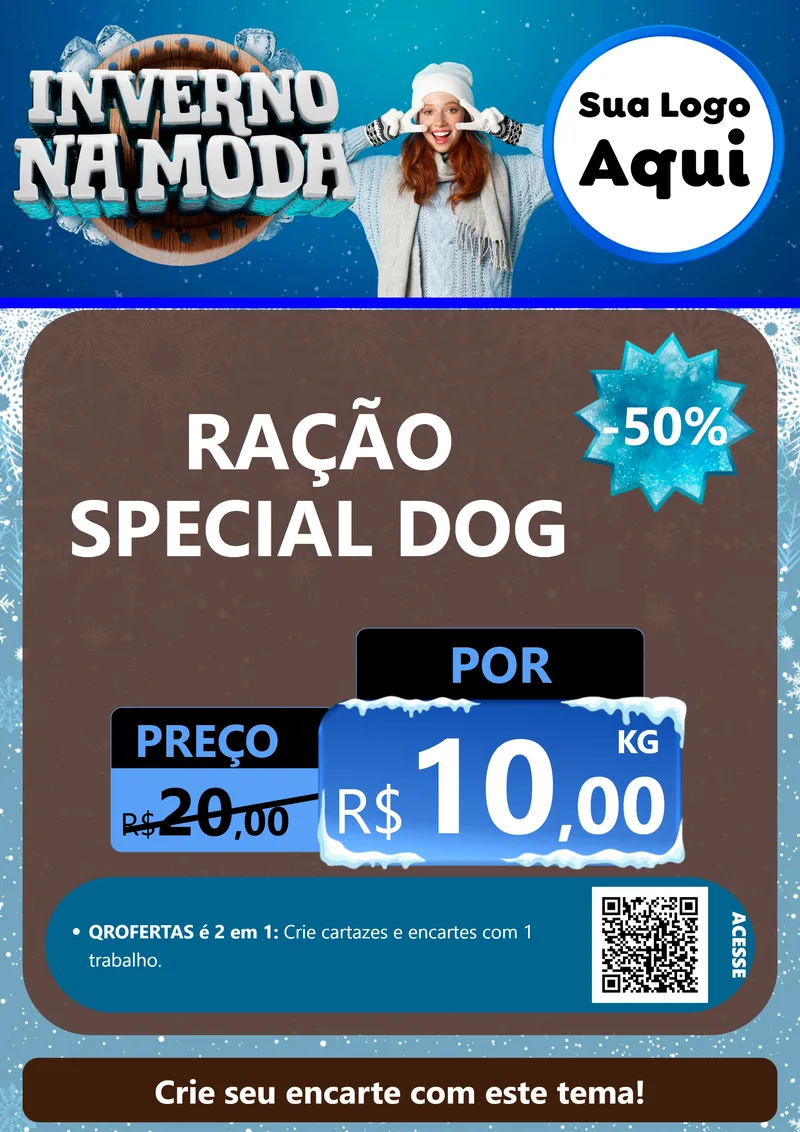 Modelo de Cartaz para Cartaz A4 Vertical com o tema Inverno na Moda para Pet Shop