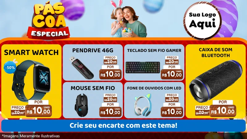Modelo de TV para TV Horizontal com o tema Páscoa Especial para Informática