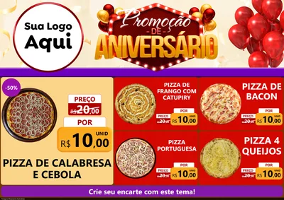 Modelo de Encarte para Encarte A4 Horizontal com o tema Promoção de Aniversário para Pizzaria